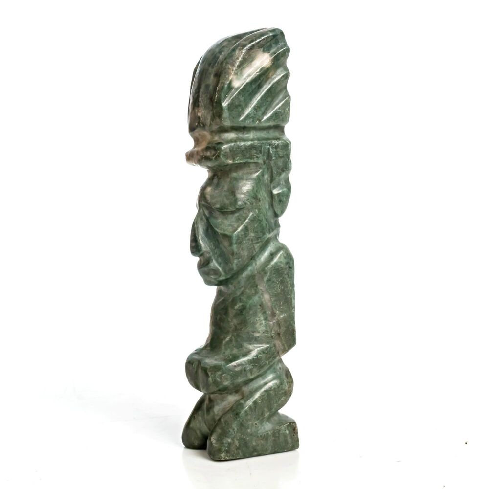 Hand Carved Jadeite Mayan Aztec Style Figure 4.75" 5.1oz